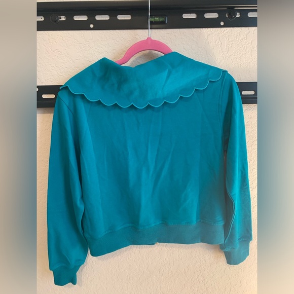 NWOT Teal Scalloped Zip-Up Jacket - Picture 7 of 10